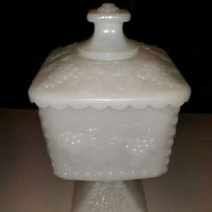 Milk glass candy dish